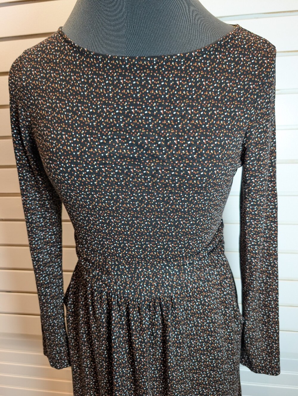 NWOT Boden Abigail Black Confetti Print Long Sleeve Jersey Dress, Size 8P - Picture 6 of 13